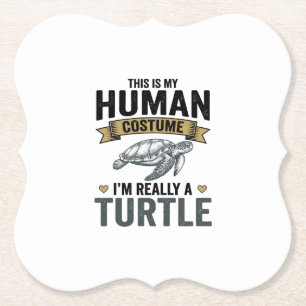 Lustige Schildkröten-Kostüm Vintage-Stich-Design_1 Untersetzer