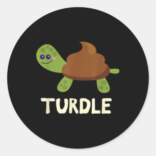 Lustige Schildkröten-Kot-Emoticon  Runder Aufkleber