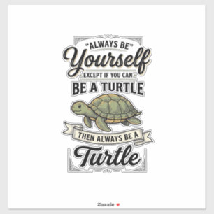 Lustige Schildkröten-Zitat Vintage-Gravur-Design ( Aufkleber
