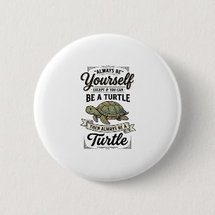 Lustige Schildkröten-Zitat Vintage-Gravurdesign (2 Button