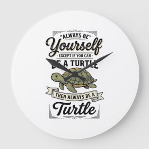 Lustige Schildkröten-Zitat Vintage-Gravurdesign (2 Große Wanduhr