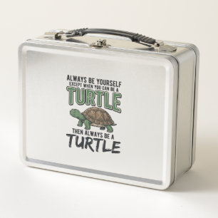 Lustige Schildkröten-Zitat Vintage-Vektordesign_1 Metall Brotdose