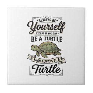 Lustige Schildkröten-Zitate Vintage-Gravur-Design Fliese