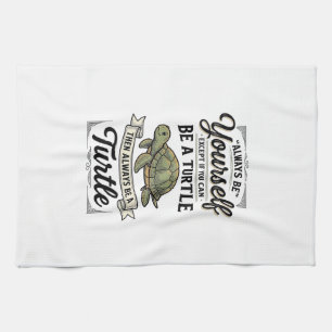 Lustige Schildkröten-Zitate Vintage-Gravur-Design Geschirrtuch