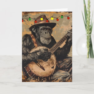 LUSTIGE SCHIMPANSE WEIHNACHTSGRUßKARTE KARTE