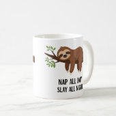 Lustige schlafende Faultier-Illustration mit süßem Kaffeetasse (VorderseiteRechts)