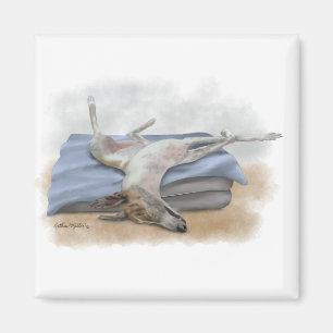 Lustige schlafende Windhund-Cartoon Magnet