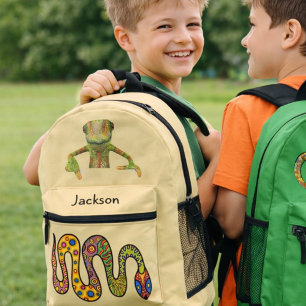Lustige Schlange Chamäleon Personalisiert Kinder Bedruckter Rucksack