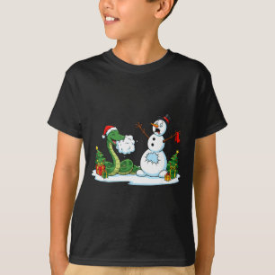 Lustige Schlange Schneemann Weihnachtsbaum Xmas Da T-Shirt