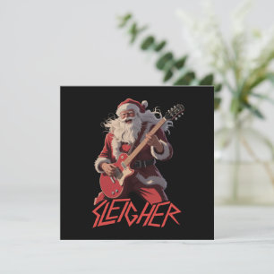 Lustige Schlitten Metal Band Rock Santa Weihnachte Feiertagskarte
