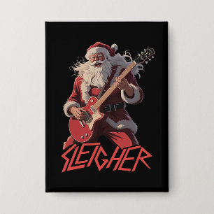 Lustige Schlittenfahrer Metal-Band Rock Santa Weih Button