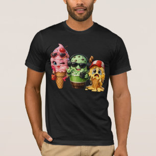 Lustige schmelzende Eiscreme-Truppe Kawaii Charakt T-Shirt