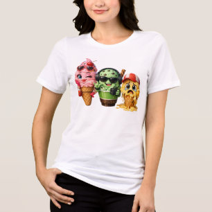 Lustige schmelzende Eiscreme-Truppe Kawaii Charakt Tri-Blend Shirt