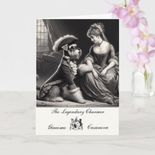 Lustige Schnauzer-Casanova-Klapp-Grußkarte Karte