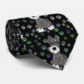 Lustige Schnauzer-Hunde-und Tatzen-Druck-Kunst Krawatte (Gerollt)