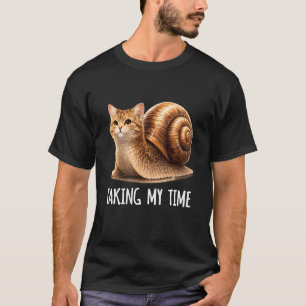 Lustige Schneckenkatze Niedliches Tier Meme T-Shirt