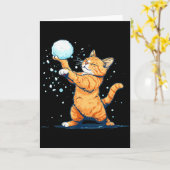 Lustige Schneeballkatze im Winter für Männer Fraue Karte (Gelbe Blume)