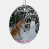 lustige Schneehunde-Szene Keramik Ornament (Rechts)