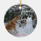 lustige Schneehunde-Szene Keramik Ornament (Vorne)