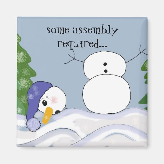 Lustige Schneemannszene Magnet (Vorne)