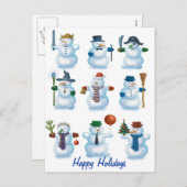 lustige Schneemobile Feiertagspostkarte (Vorne/Hinten)