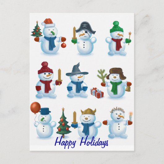 lustige Schneemobile Feiertagspostkarte (Vorderseite)