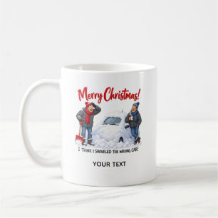 Lustige Schneeschippen Weihnachtskarte Kaffeetasse