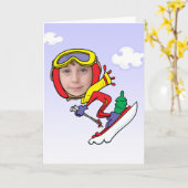 Lustige Schneeskier-Foto-Gesichts-Schablone Karte (Gelbe Blume)