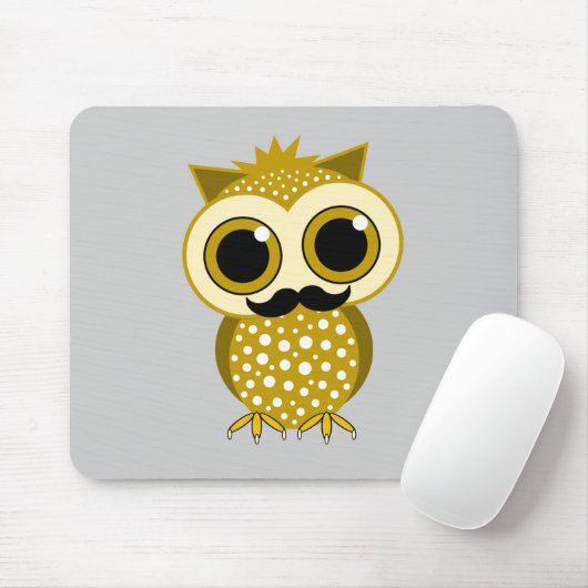 lustige Schnurrbarteule Mousepad (Mit Mouse)