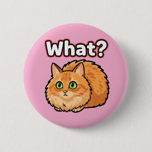 Lustige schockierte rote Katze Was? Meme-Button Button