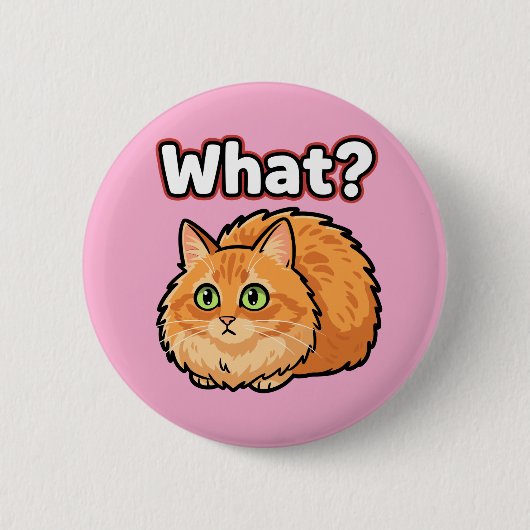 Lustige schockierte rote Katze Was? Meme-Button Button (Vorderseite)