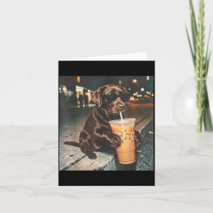 Lustige Schokoladen-Labrador-Trinker von Eiskaffee Karte