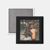 Lustige Schokoladen-Labrador-Trinker von Eiskaffee Magnet (Vorderseite/Rückseite)