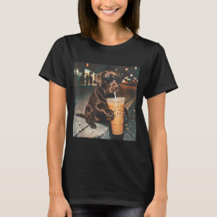 Lustige Schokoladen-Labrador-Trinker von Eiskaffee T-Shirt