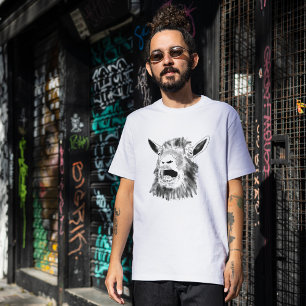 Lustige schreiende Ziegenzeichnung Skurrile Tierku T-Shirt