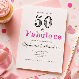 Lustige Schriftart Fünfzig und Fabelhafte 50. Gebu Einladung