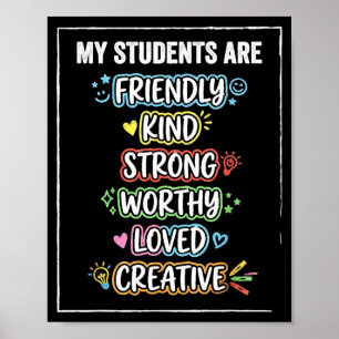 Lustige Schüler sind freundlich stark Autismus-Bew Poster