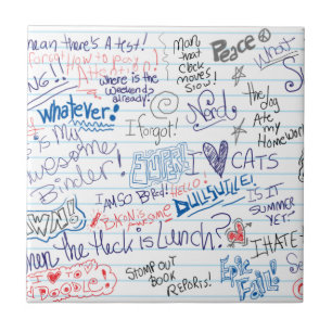 Lustige Schulgekritzel und -Redewendungen Fliese