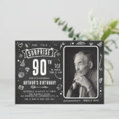 Lustige Schultafel-Doodle-Foto-Überraschung 90. Ge Einladung (Stehend Vorderseite)