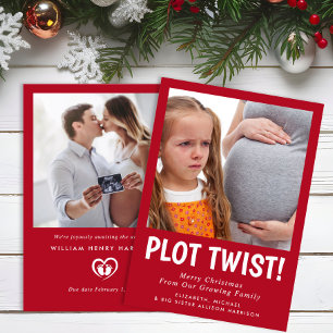 Lustige Schwangerschafts-Plot-Twist-Foto-Weihnacht Feiertagskarte