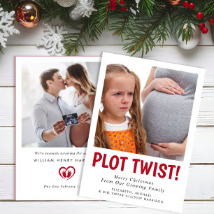 Lustige Schwangerschafts-Plot-Twist-Foto-Weihnacht Feiertagskarte