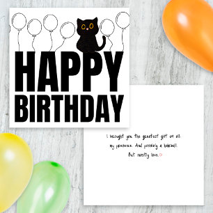 Lustige Schwarz-Weiß-Frohe-Geburtstag-Schwarze-Kat Karte