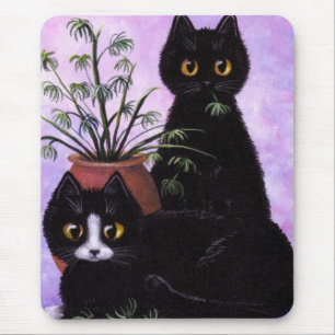 Lustige Schwarz-Weiß-Katze Creationarts Mousepad