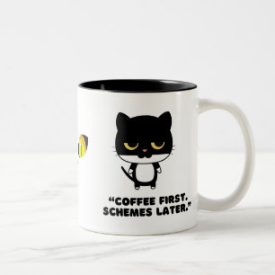 Lustige Schwarz-Weiß-Katzen-Kaffeetasse Zweifarbige Tasse