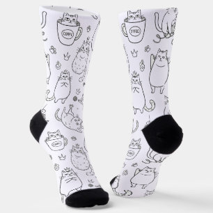 Lustige Schwarz-Weiß-Katzen-Muster-Socken Socken