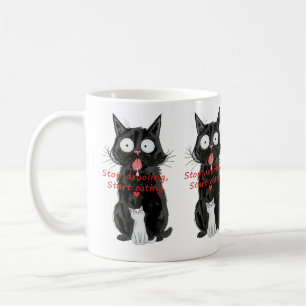 Lustige Schwarz-Weiß-Katzen-Schürze Kaffeetasse