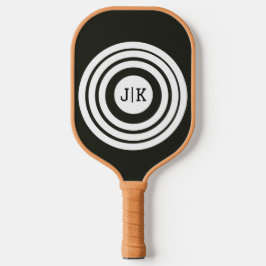 Lustige Schwarz-Weiß-Zielinitialen  Pickleball Schläger