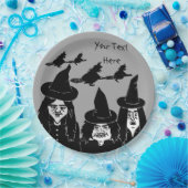 lustige, schwarze, beängstigende Hexen halloween Pappteller (Party)