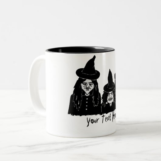 lustige schwarze Hexen beängstigend Zweifarbige Tasse (Vorderseite Links)