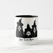 lustige schwarze Hexen beängstigend Zweifarbige Tasse (Mittel)